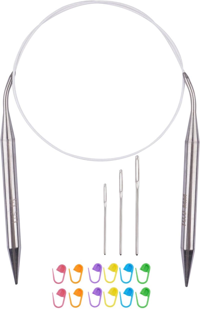 BsHooker Circular Knitting Needles 32inches/80cm,Size US 15(10mm) Stainless Steel Round Knitting Needles for Handmade Knitting DIY - Image 1